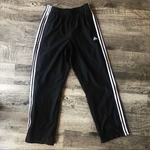 Adidas Black and White Three Stripe Track Pants